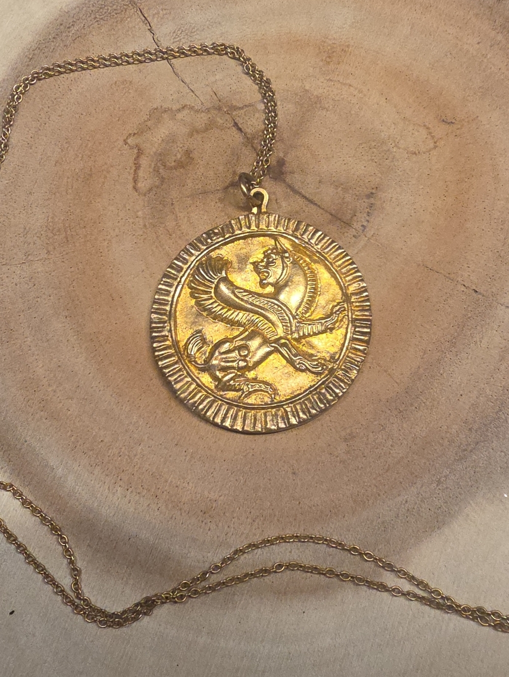 Vintage British Museum Shop (BM.P) Persian Winged Lion-Griffin Pendant Necklace